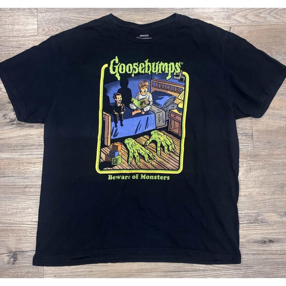 Goosebumps Beware of Monsters‎ Graphic  Horror T-Shirt Black Men Regular Size XL